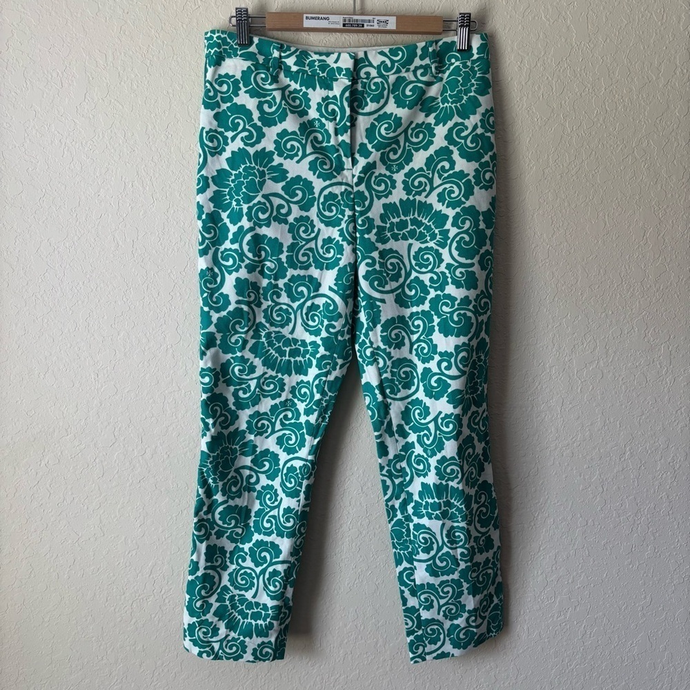 Tory Burch | Women's Floral Cotton Blend Stretch Cropped Ankle Pants Size 6